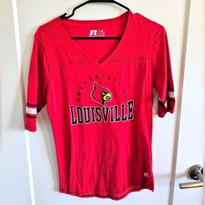 Louisville Cardinals red v-neck t-shirt L